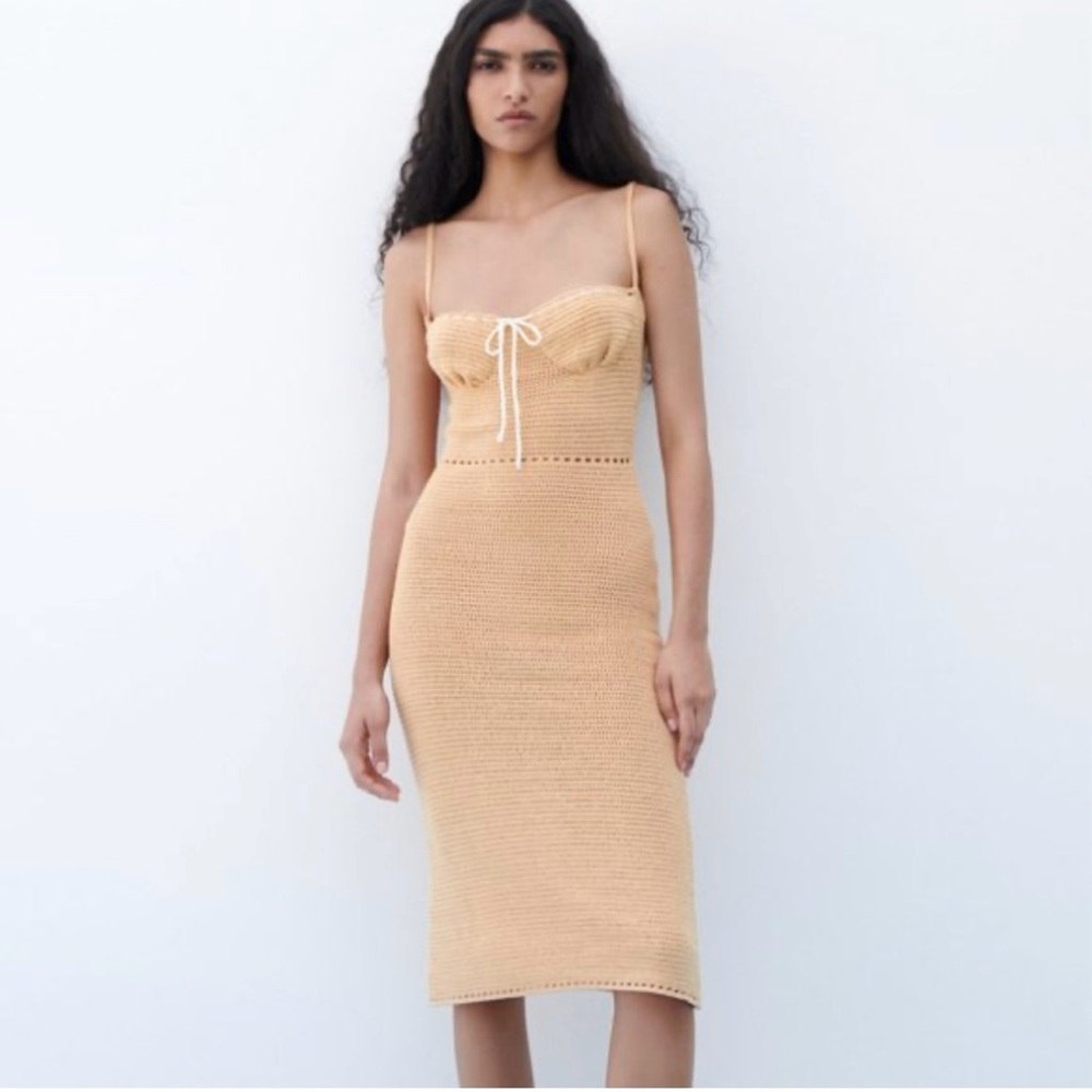 ZARA knit midi corset dress